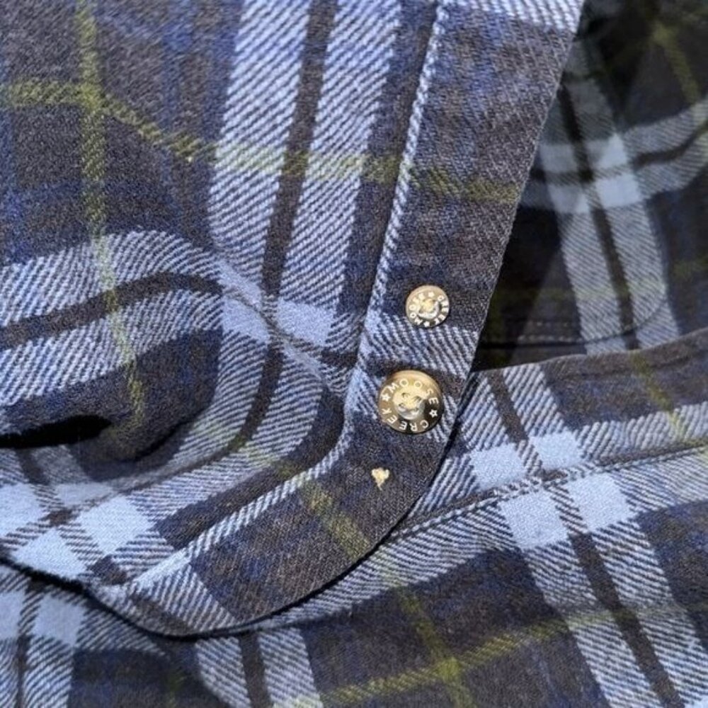 Moose Creek Mens Plaid Flannel Button-Up Shirt M Blue Green Cotton - Picture 5 of 8
